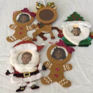 5 Studio Decor Holiday Photo Ornaments - Brown, Red, Green, White